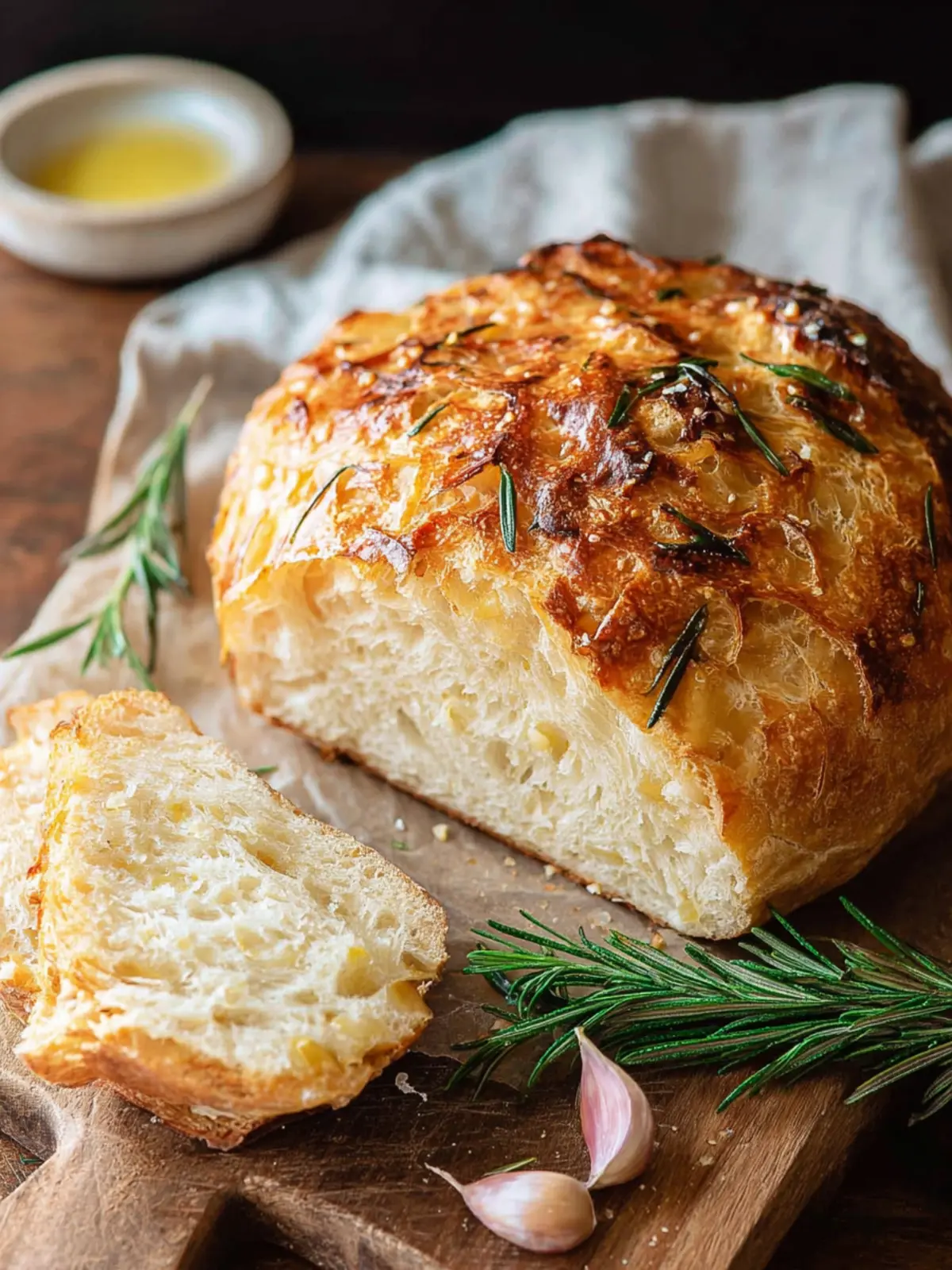 Irresistible No-Knead Roasted Garlic Rosemary Bread Recipe First Image