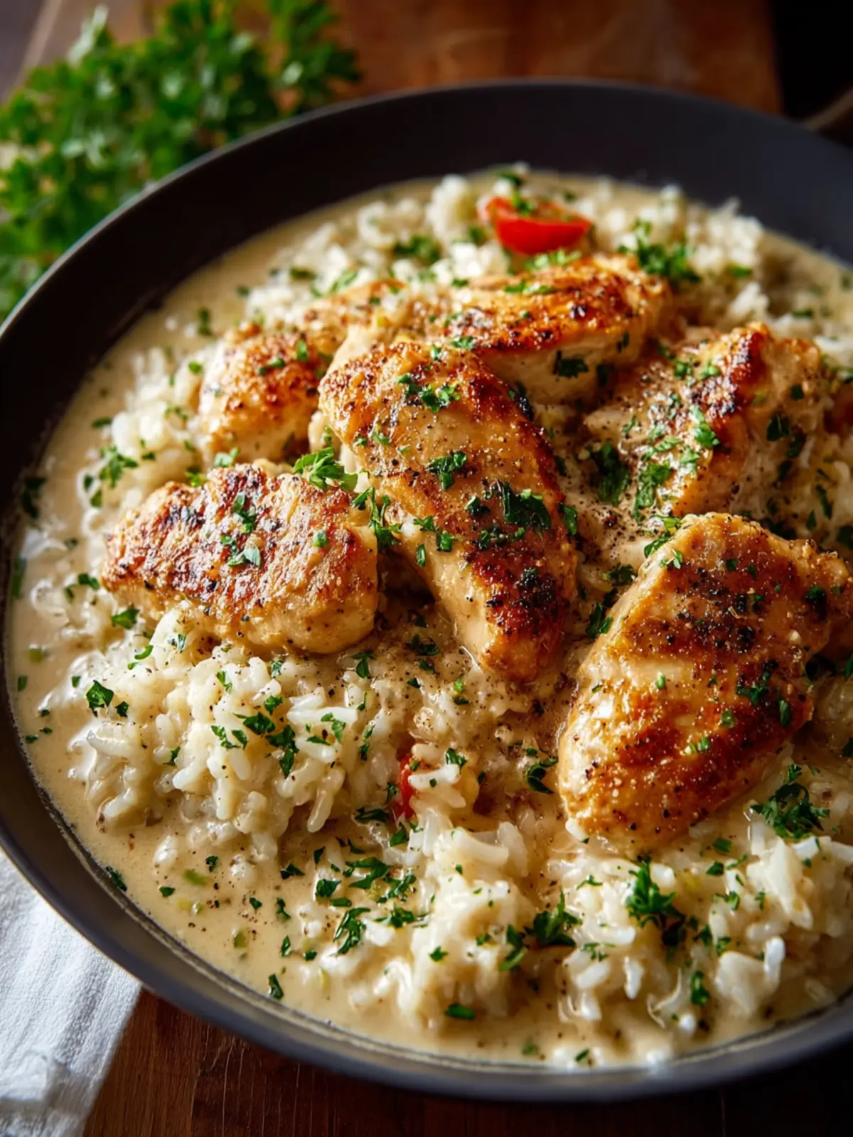 Creamy Garlic Parmesan Chicken: A Delightful Skillet Feast 5 Creamy Garlic Parmesan Chicken & Rice Skillet Delight First Image