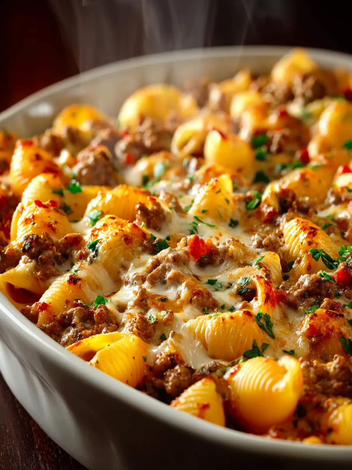 Creamy Ground Beef and Shells Casserole First Image