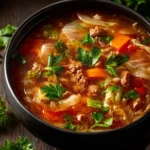 Hearty Cabbage and Ground Beef Soup First Image