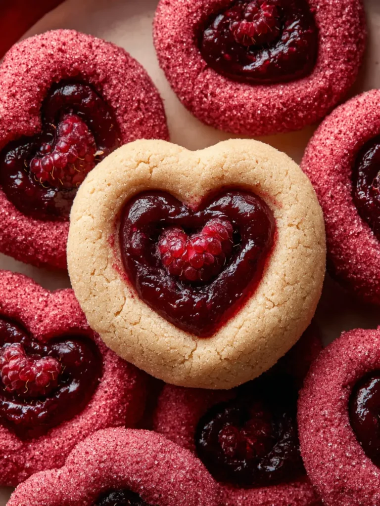 Raspberry Heart Thumbprint Cookies First Image