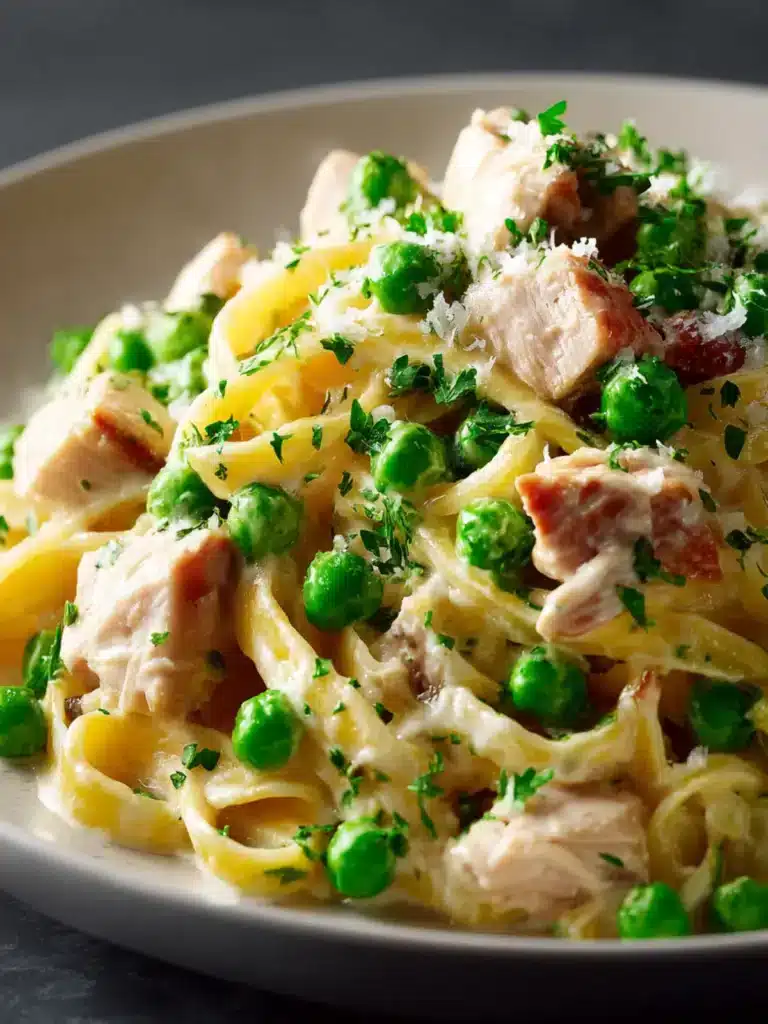 Chicken And Peas Creamy Pasta First Image