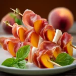 Elegant Prosciutto and Pickled Peach Appetizer Skewers First Image