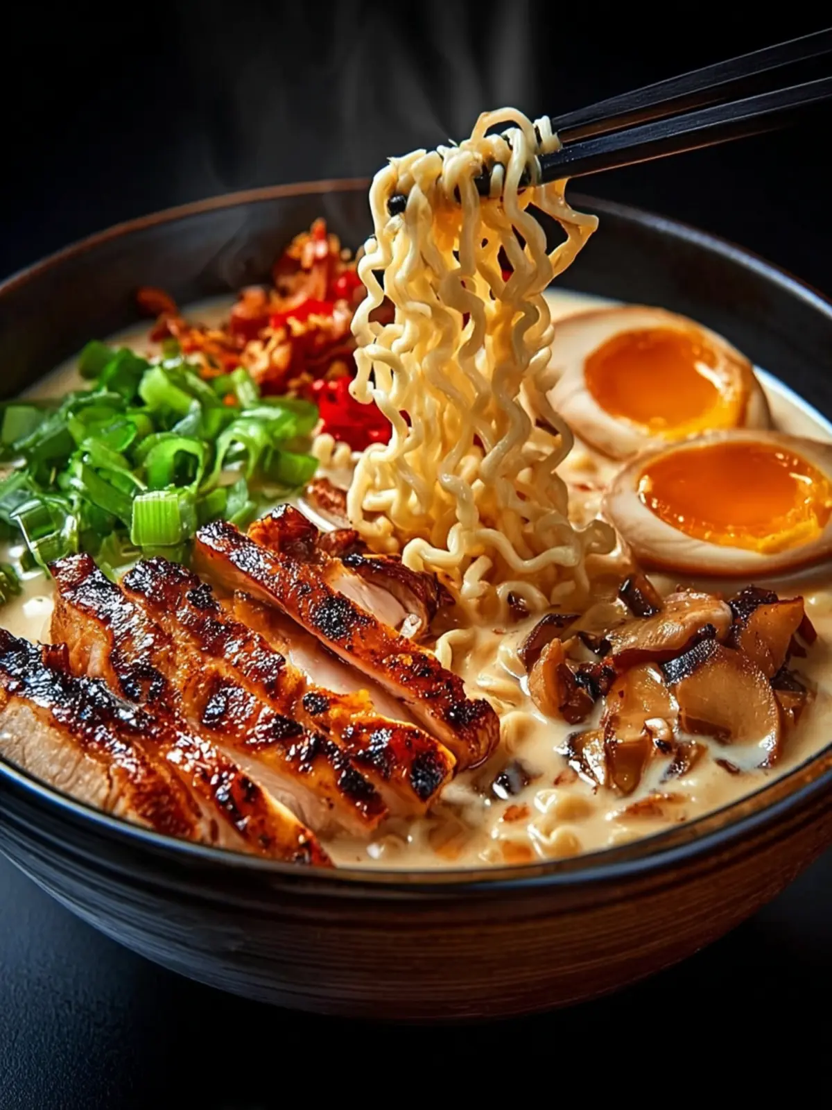 Fiery Chicken Ramen: Creamy Garlic Sauce for Bold Flavor! 5 Fiery Chicken Ramen with Creamy Garlic Sauce First Image