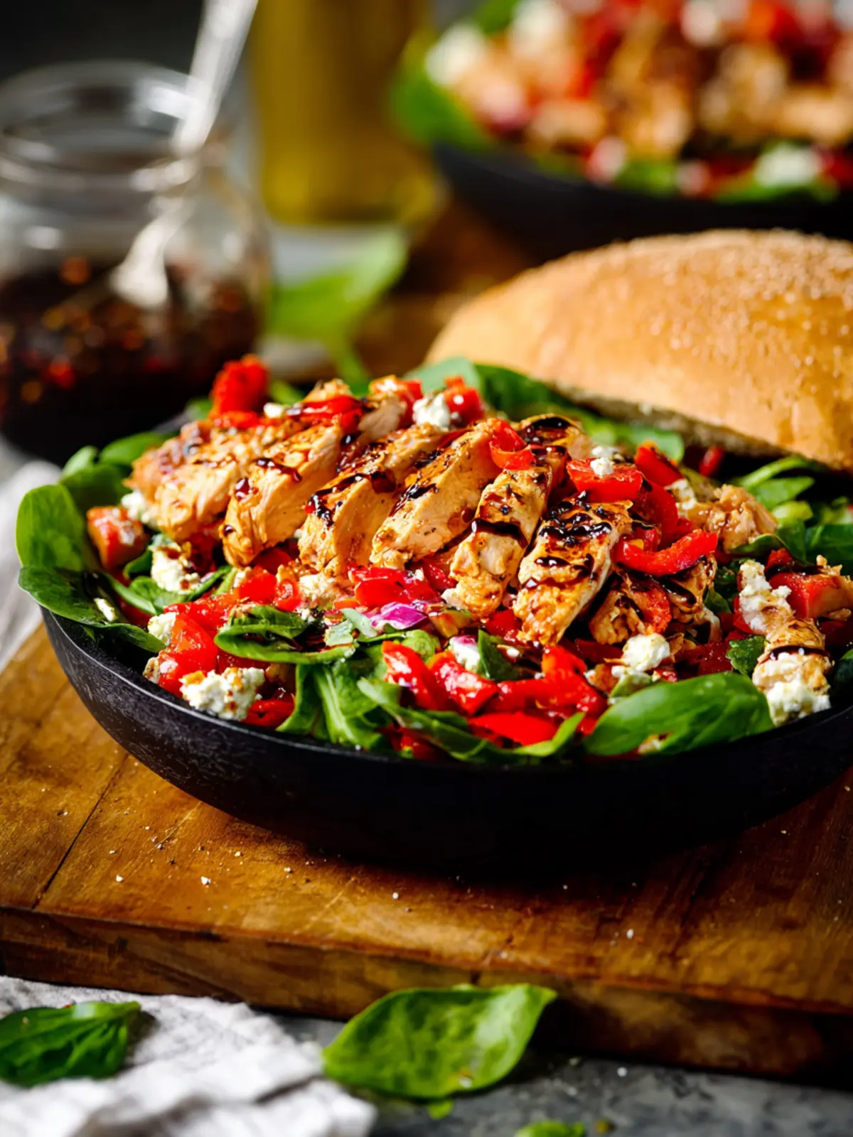 Roasted Red Pepper Chicken Salad with Balsamic Dressing First Image