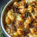 Savory French Onion Gnocchi Bake: Indulgent Comfort Dish 9 Savory French Onion Gnocchi Bake with Golden Caramelized Onions First Image